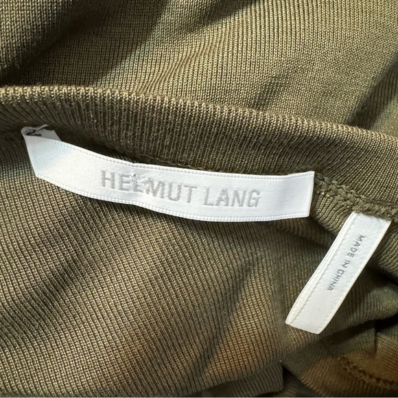 Helmut Lang Bodycon Olive Green Silk Midi Dress - Picture 3 of 8